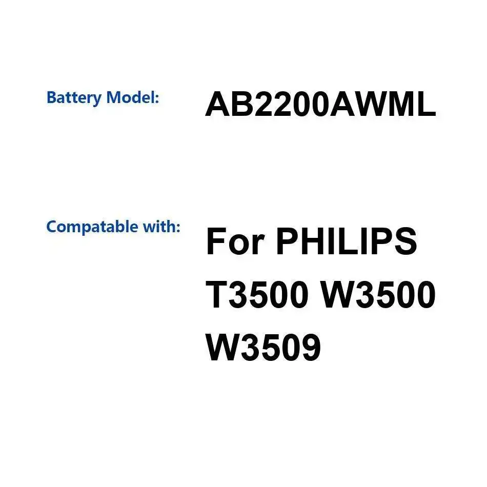 Долговечный надежный аккумулятор для мобильного телефона Philips T3500 W3500 W3509 AB2200AWML 2200 мАч