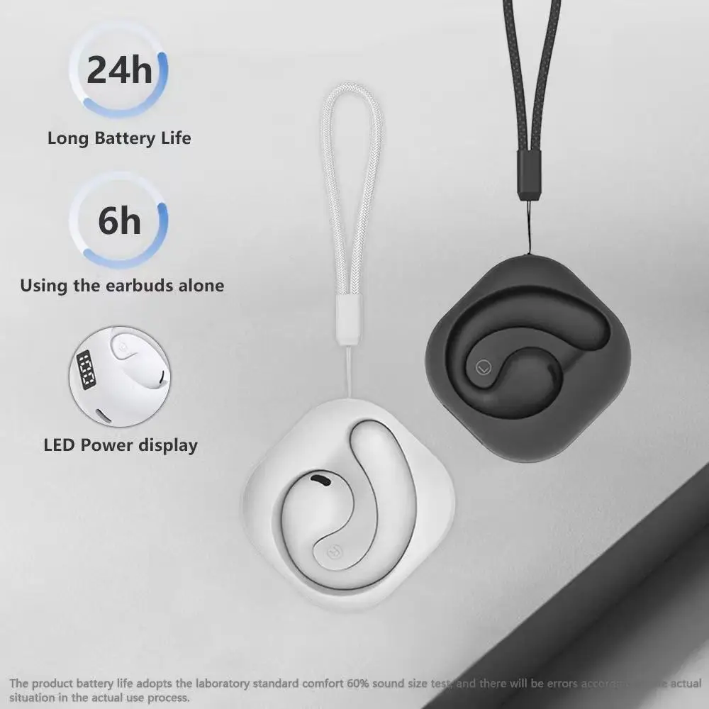 Фото H8 Hanging Wireless Bluetooth Earphones OWS Open Matte Earbuds Digital Display with Hanging Rope Call Noise Reduction Headphones №4