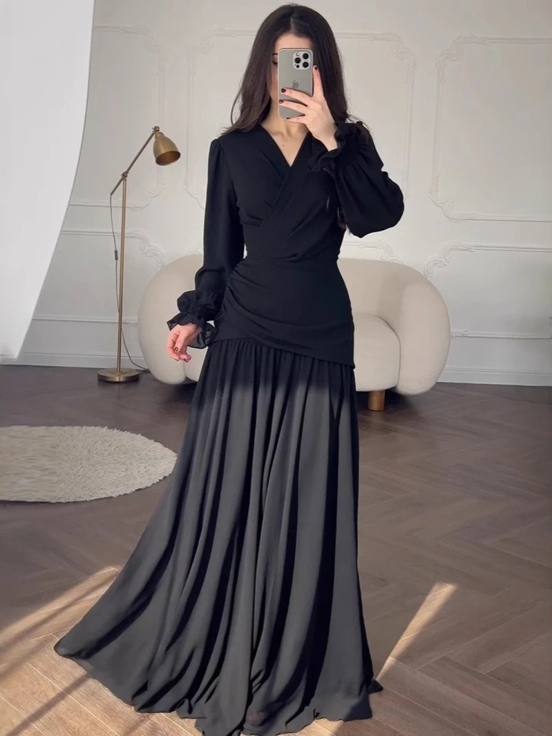 Ид женское платье мусульманская Абая шифон Vestidos Largos вечерние кафтан Джалабия Рамадан длинные платья Дубай кафтан арабский длинный халат 2025