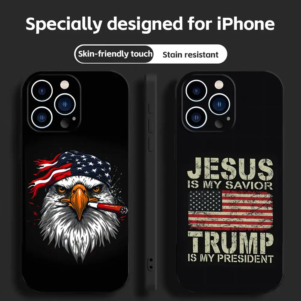Чехол для телефона с флагом США для iPhone 16, 16e 15, 14, 13, 12, 11 Plus Mini Pro Max, мягкий черный противоударный чехол