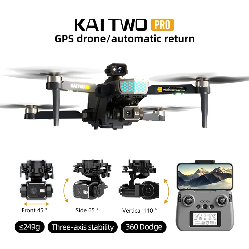 Квадрокоптер KAI2, 3 оси, PTZ, 4K, HD, двойная камера, GPS, Wi-Fi, Радиоуправляемый FPV Дрон, лазерное расстояние препятствий 360 °, 5G