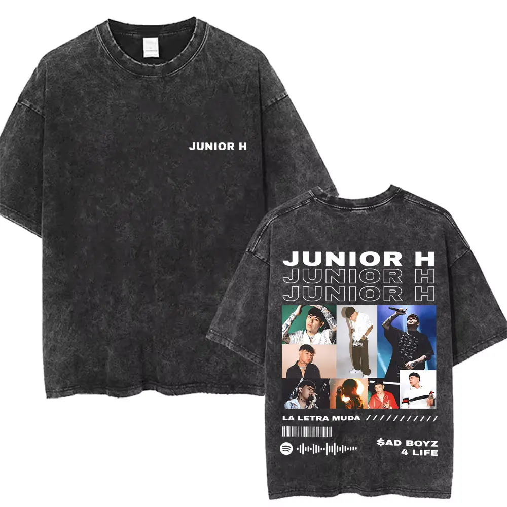 Singer Junior H Sad Boyz 4, винтажная футболка Live Washed для мужчин и женщин, большие футболки в стиле хип-хоп, летняя мужская черная футболка с круглым вырезом (art.: 3920ca3f4e5cd) - 3920ca3f4e5cd