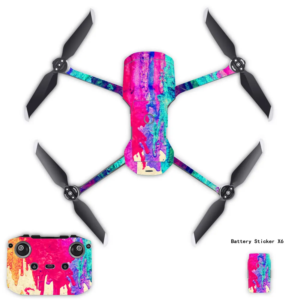 Наклейки из ПВХ для DJI Mavic Air 2, наклейка для корпуса дрона + Защитная пленка для батарей RC + 3