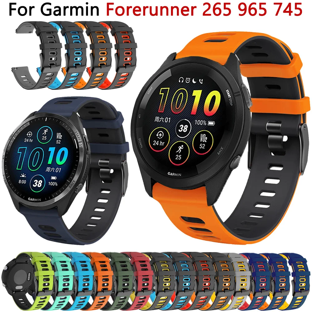 Ремешок силиконовый для наручных часов Garmin Forerunner 965 265 745 255M, 22 мм