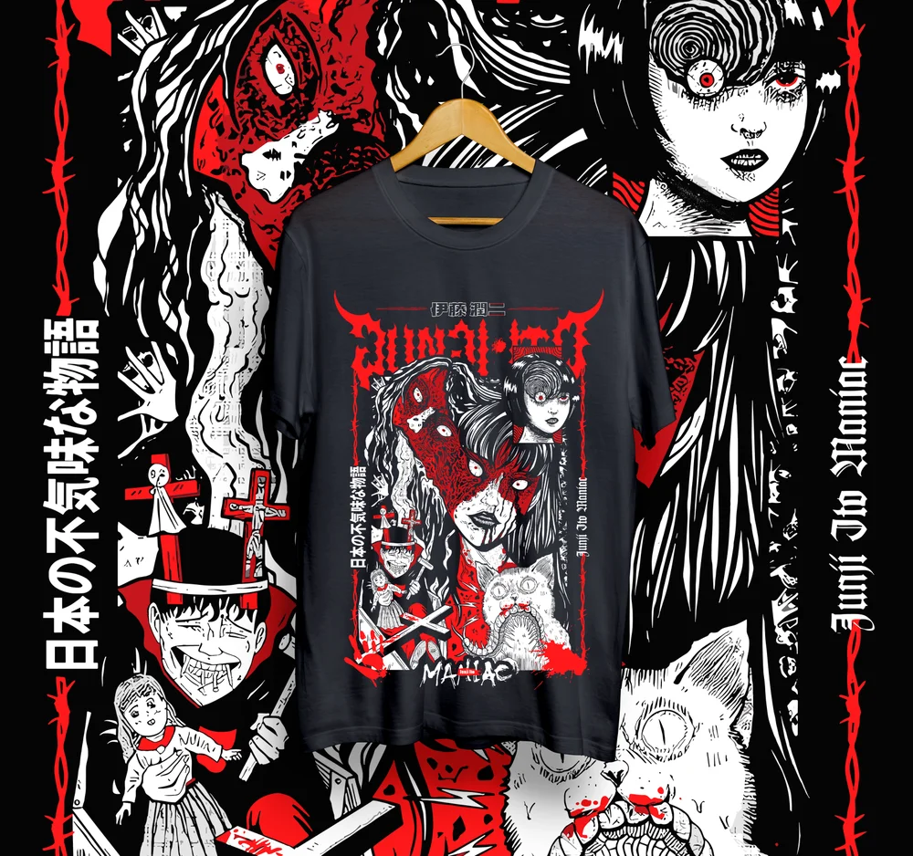 Футболка Junji Ito Узумаки из японского аниме «ужасы», забавная черная футболка