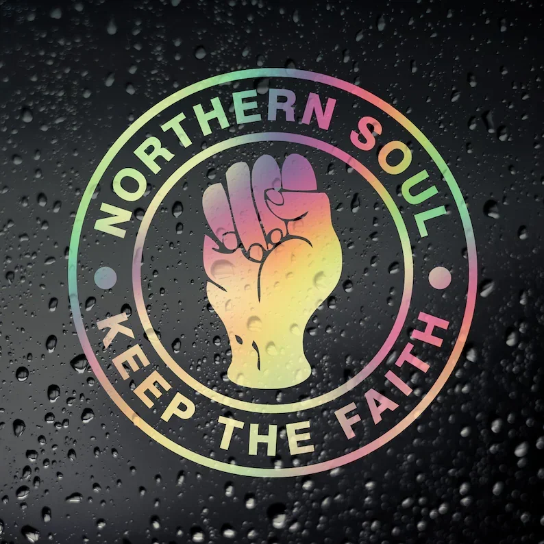 Фото Хромированная наклейка для скутера Norther Soul Keep The Faith Oil Slick - MOD Motown DJ Car Campervan №2
