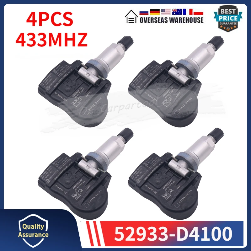 52933-D4100 TPMS 433 МГц 4 шт. датчик давления в шинах для 2017-2023 Genesis G90 2018-2022 Hyundai I30 Kia OPTIMA 52933-F2000