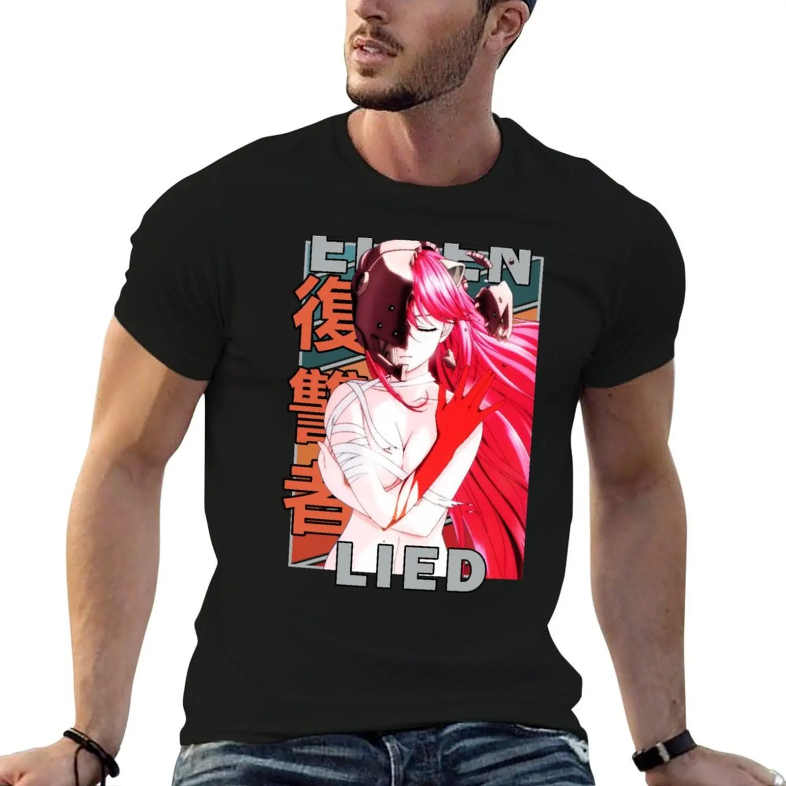 Lucy/Nyu Elfen Lied футболка в стиле ретро в полоску, мужская футболка, хлопковые футболки, мужская футболка из 100%