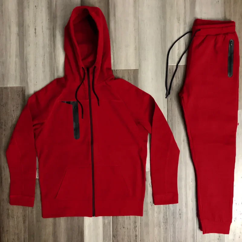 Фото Толстовка Celana Panjang Pria Комплект 2 Potong Baju Olahraga Pria Ritsleting Bertudung Kaus Jogging Dua Potong Комплект мужской одежды Толстовка №5