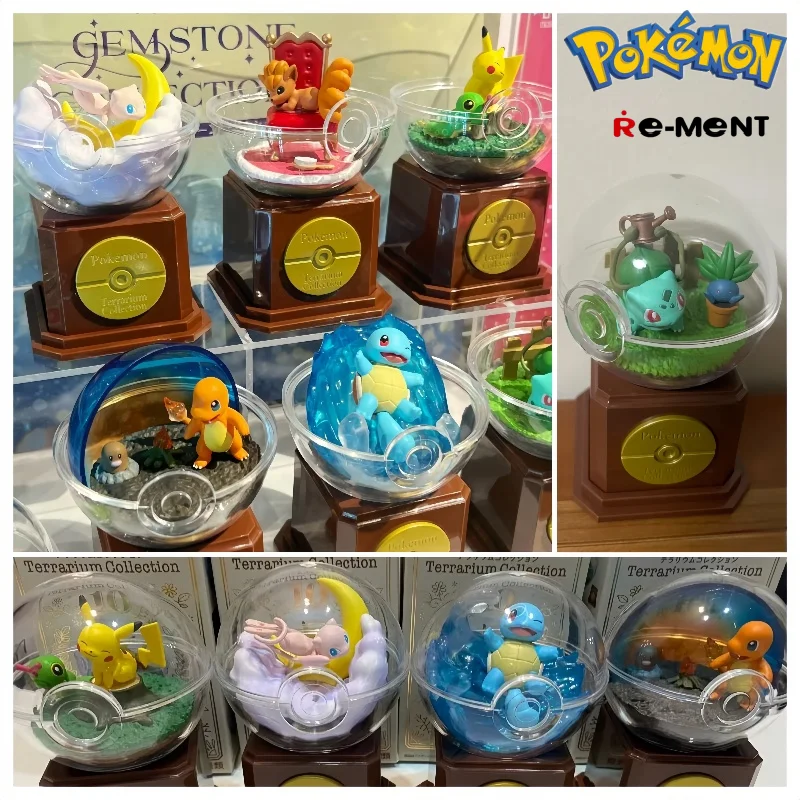 Коллекция террариумов Pokémon Re-Ment, 10-е памятное издание Bulbasaur Oddish Mew Пикачу Сквиртл Vulpix Charmander