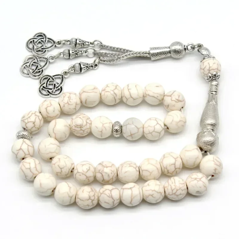 Мужской и женский винтажный мусульманский браслет Tasbih ручной работы из бисера, синий, бирюзовый, подарочные аксессуары, текстурированные розовые бусины
