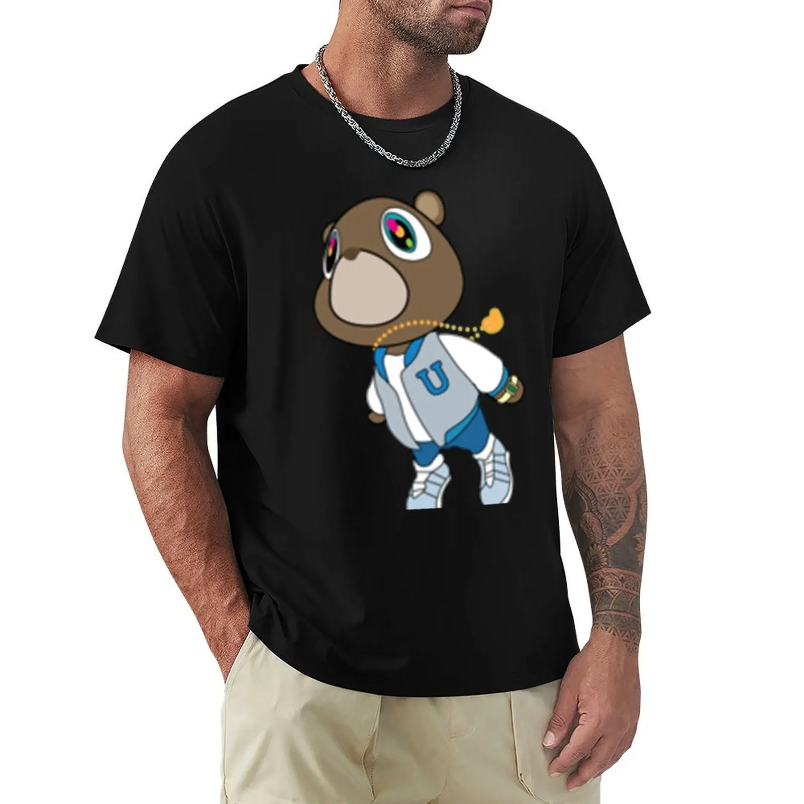 Футболка Kanye West Graduation Bear, спортивная футболка для фанатов аниме, толстовки с принтом животных для мальчиков, мужские