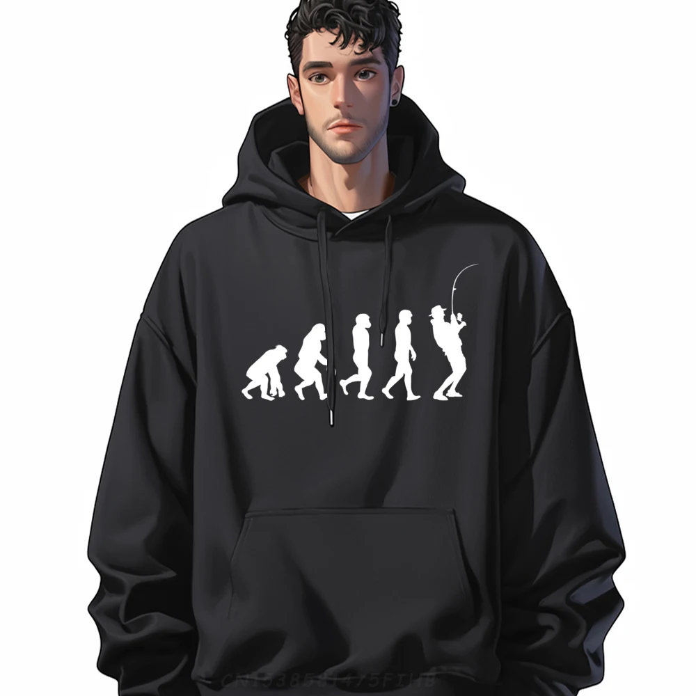 Рыбак Эволюция Человеческая рыбалка Эволюция Рыбалка Camisas Basicas Hombre Meme Свитер Пуловер День Рождения
