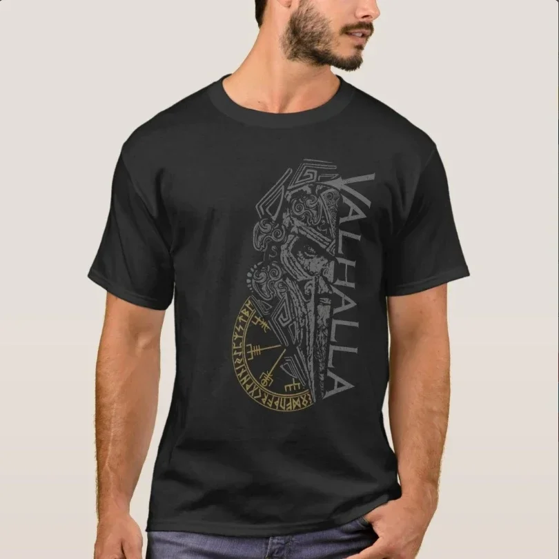 Новая модель 2025 года, маска Norse Compass Vegvisir Runew, Nordic Valhalla, 100% хлопок, круглый круглый вырез, летние короткие повседневные шорты eeve