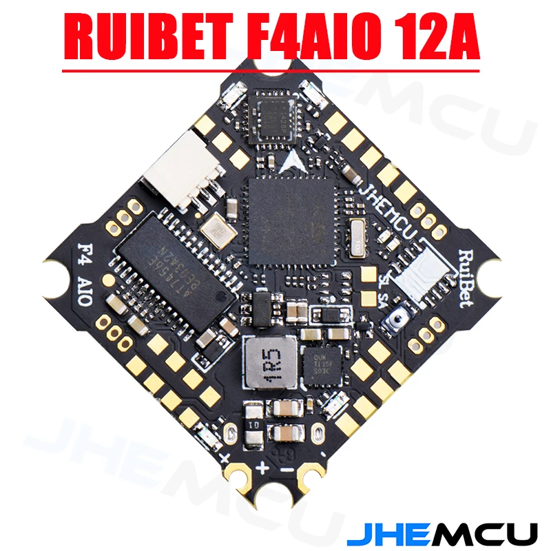 Контроллер полета JHEMCU Ruibet F4AIO 12A F411 ICM42688P W/5V BEC встроенный 12A BLHELI_S 1-2S 4 в 1 ESC 25.5X25.5mm для FPV дрона