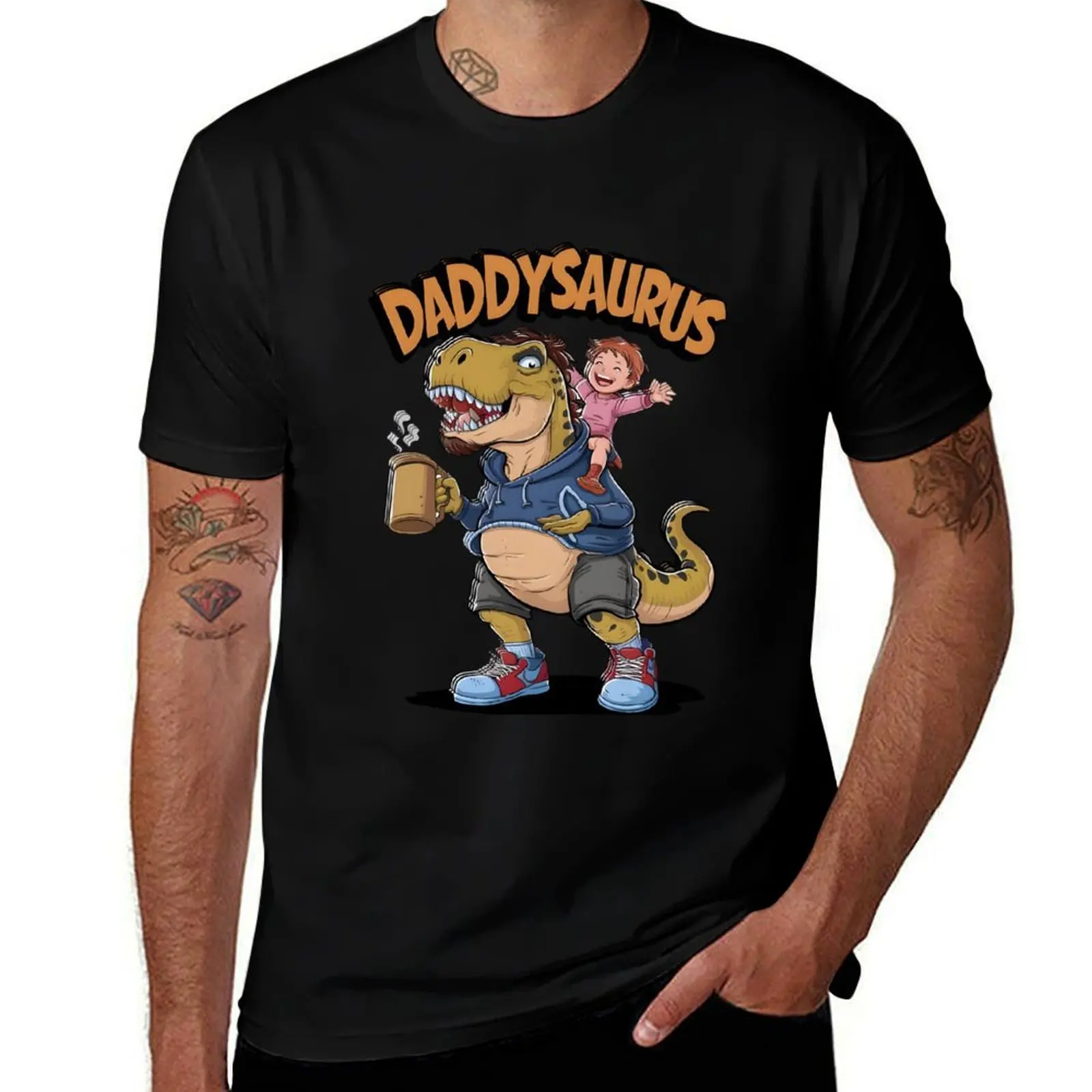 Забавная футболка Daddysaurus на день отца, дизайн динозавра для папы, усталая, но гордая футболка T-Rex Dad Coffee Chaos Gamer Dad