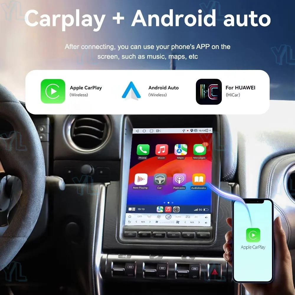 Фото LLY автомобильный радиоприемник для Nissan Skyline GTR 2011-2017 Carplay Android авто мультимедийный плеер GPS-навигация авторадио головное устройство №5