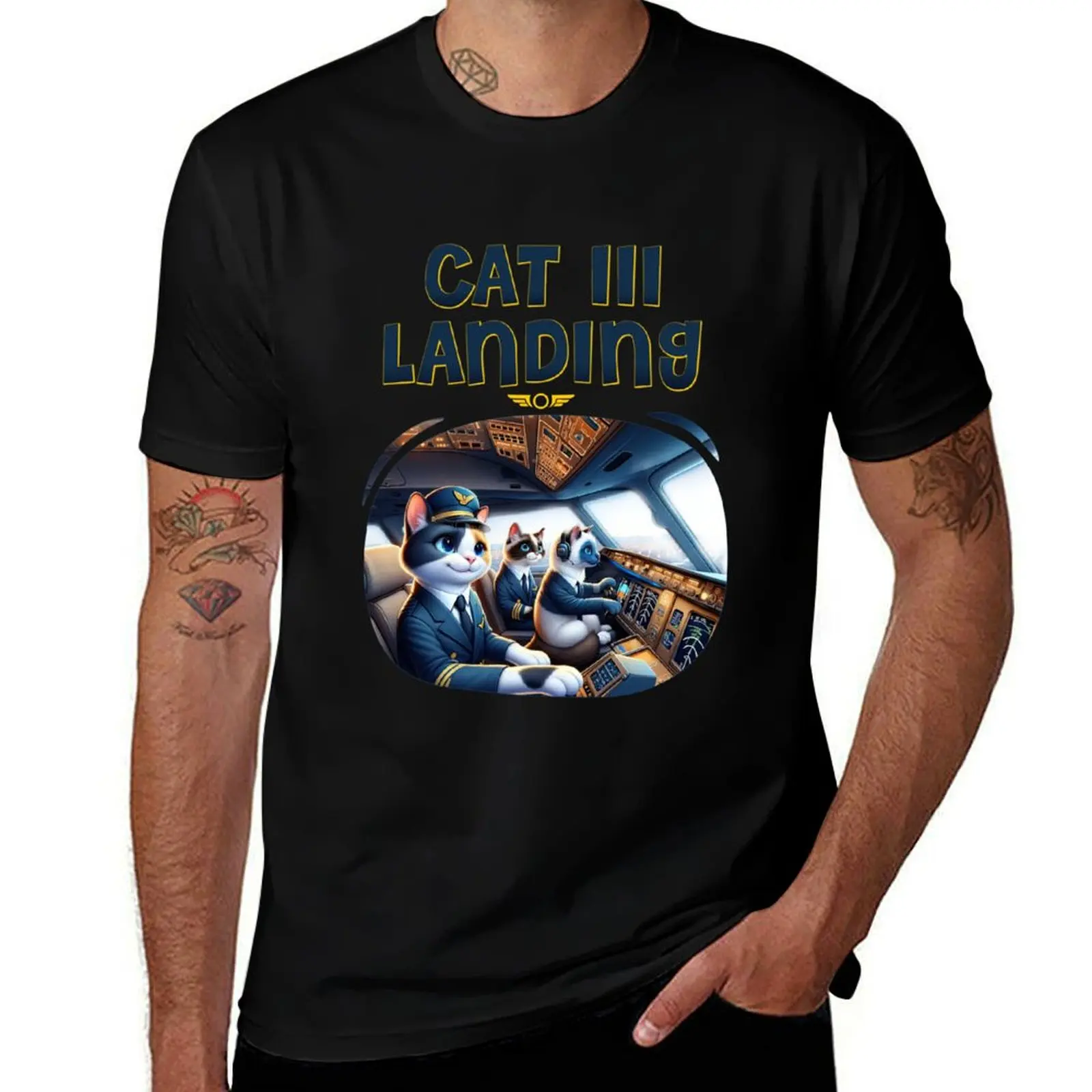 Футболка Aviation Pilot CAT III Landing Illustration, винтажная футболка с изображением аниме, футболки с рисунком рэпера, роскошная мужская одежда