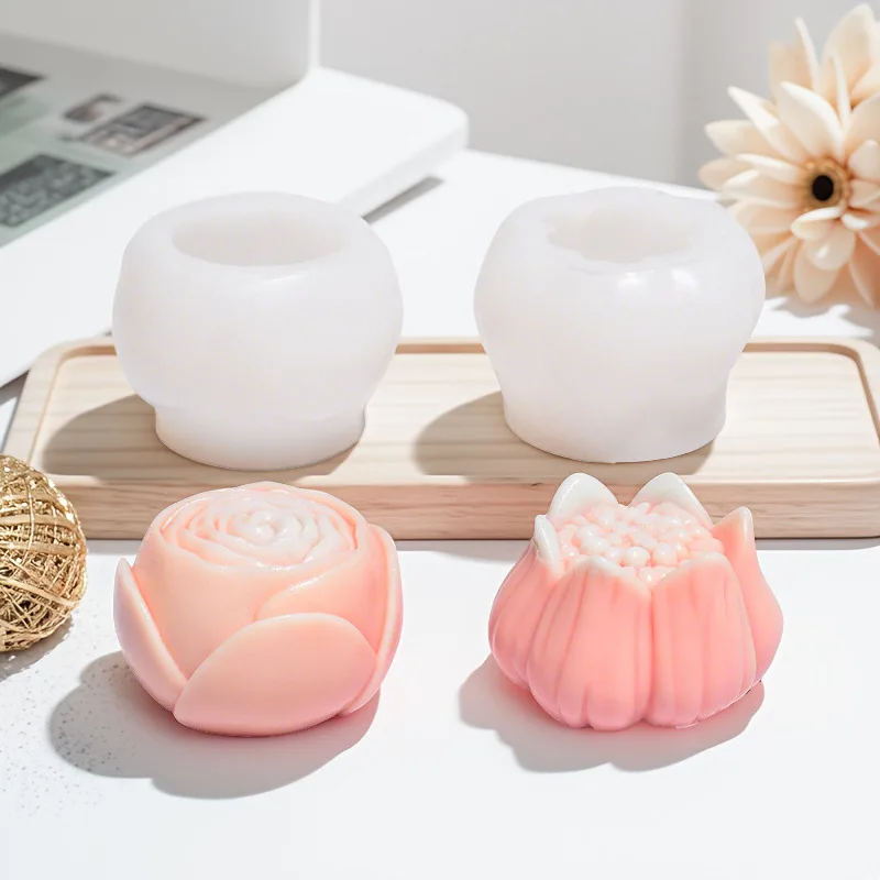 Новая силиконовая форма для ароматерапевтической свечи Lotus Peony Rose, форма для мыла