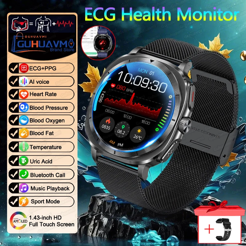 Новинка 2024 года для Samsung Galaxy Watch 7, умные часы с ультра пульсометром, липиды крови, ЭКГ + PPG, мочевая кислота, BT, умный браслет с кровяным давлением