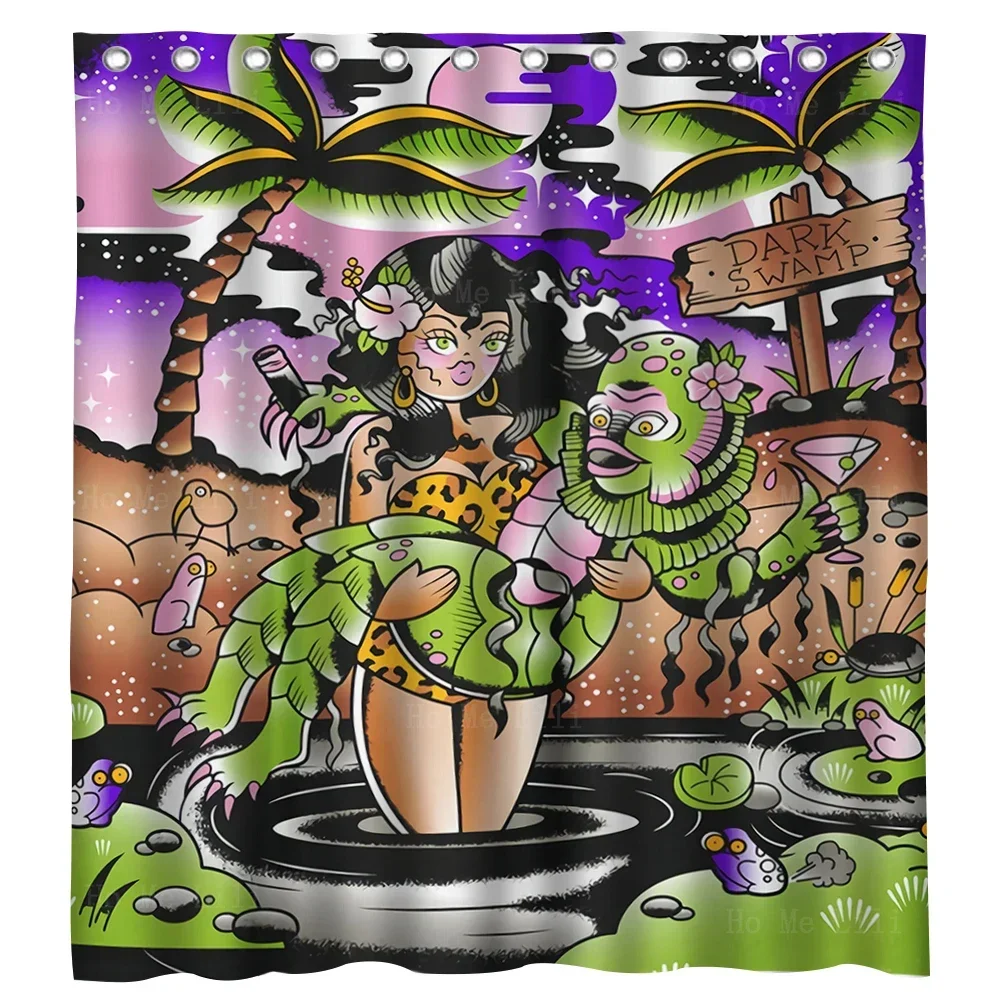 Знак татуировки Old School, сексуальная женская татуированная женщина Sourpuss Dark Swamp, занавеска для душа от Ho Me Lili для декора ванной комнаты