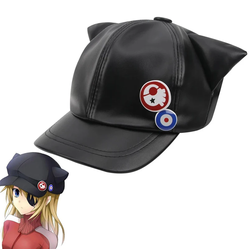Косплей Shikinami Asuka Rangure Cat Ear Шляпа из искусственной кожи с козырьком Бейсболка из ЭВА Langley Soryu