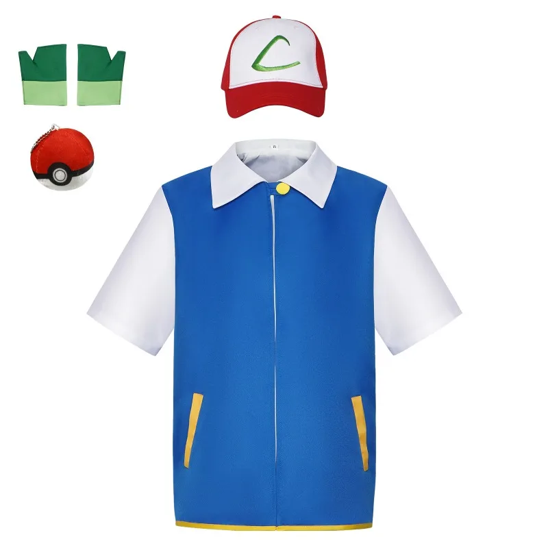 etuv Anime Trainer Косплей Kostüm Jungen Ash Ketchum Erwachsene für Mädchen Halloween Frauen Disfraz Party Косплей Костюм