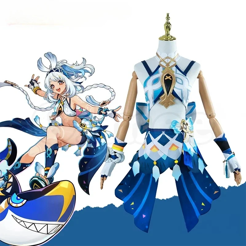 Muinaa Косплей Костюм Genshin Impact Natlan Hydro Shark Girl Бикини Muarani Муалани Комплект Парик Хэллоуин Рождество