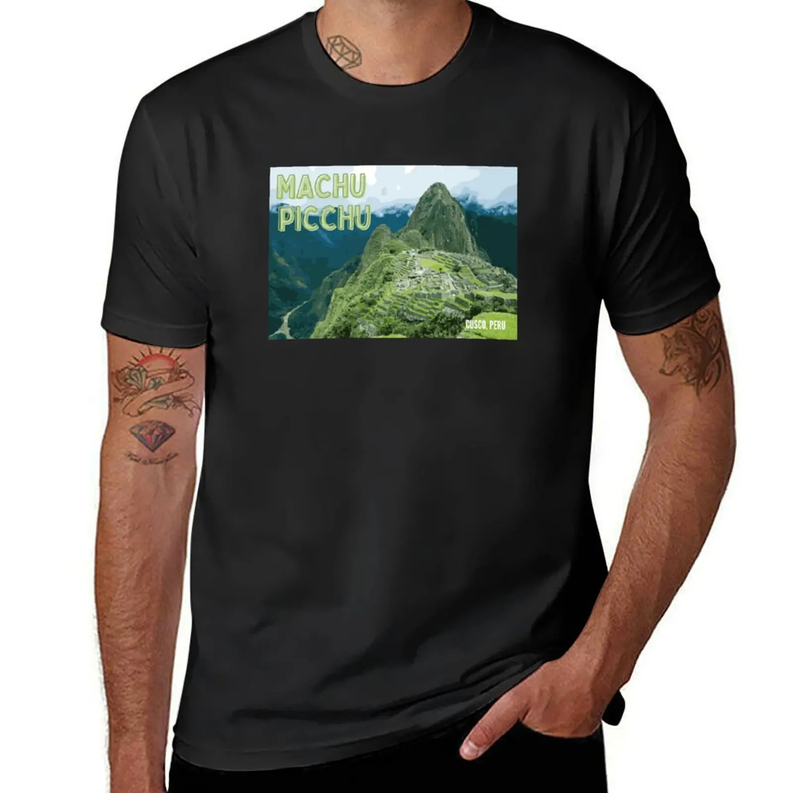 Футболка Machu Picchu с принтом, летний топ, эстетическая одежда, Мужская хлопковая футболка