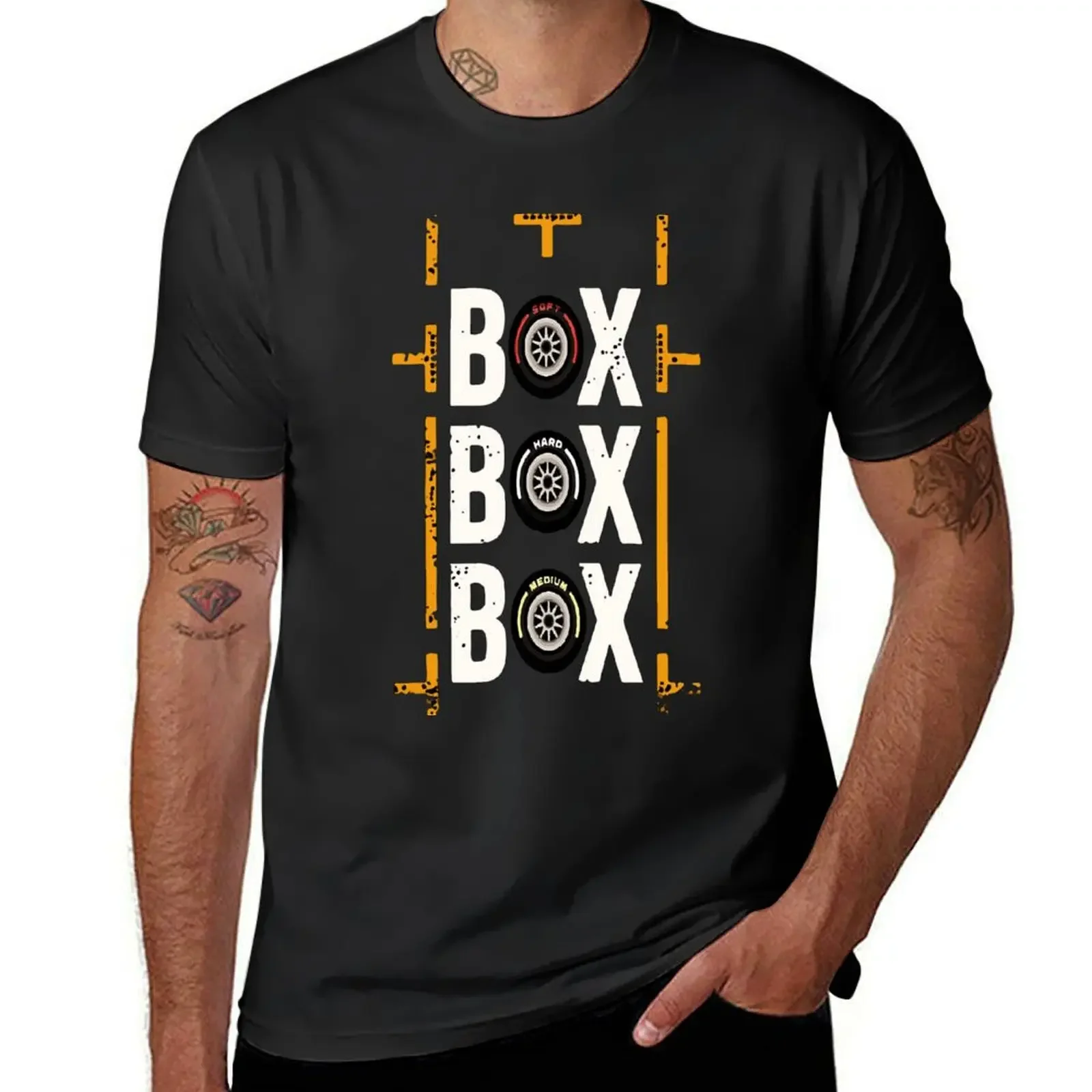 Box Box Box F1 Tyre T-Shirt Essential футболка Роскошная мужская таможенная мужская одежда