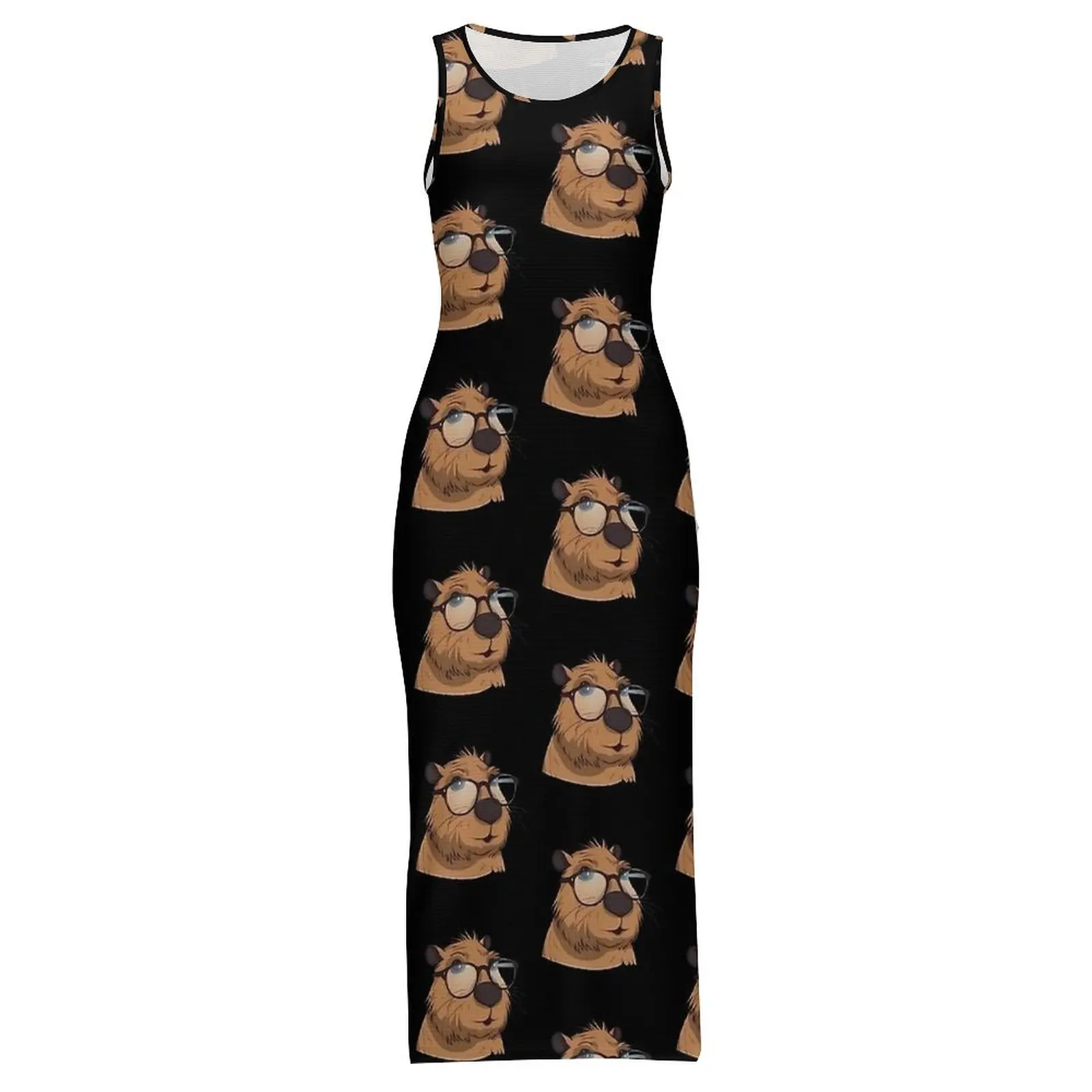 Фото Платье Capybara Is My Spirit с животными, эстетические платья макси без рукавов, красивое облегающее платье, женское платье большого размера на заказ, Vestidos №4