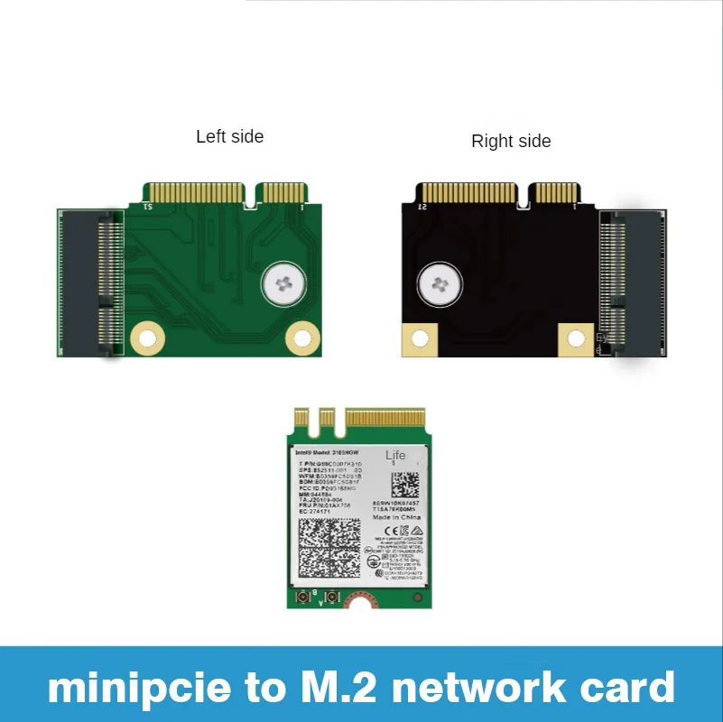 Фото Обновление сетевого адаптера MiniPCIe to M.2 для ноутбука AX200, совместимая с Y510p, левая и правая угловая сменная сетка Half MPCIe №2