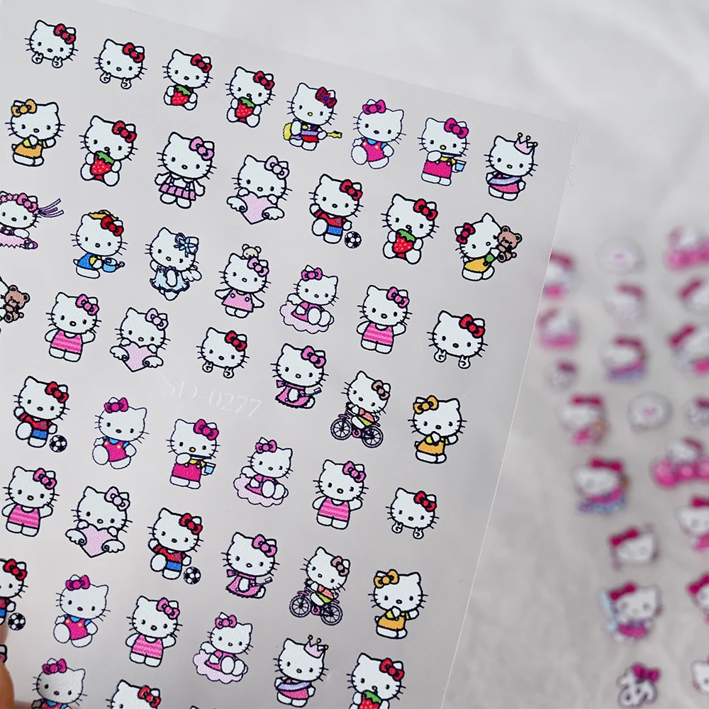 Фото 1 шт., наклейки для дизайна ногтей Hello Kitty Sanrio Kawaii Kuromi Melody Pochacco, детские наклейки для декора ногтей, новогодние аксессуары для маникюра для девочек №2