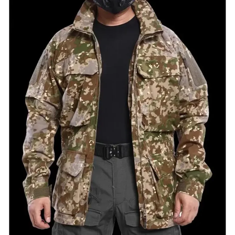 Фото Немецкая камуфляжная куртка Flecktarn, вездеходная зимняя мужская куртка, длинное пальто №3