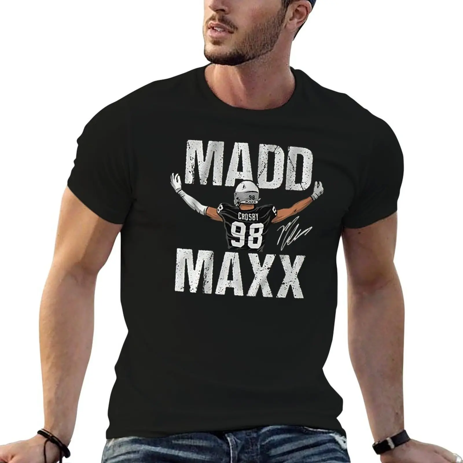 Футболка Maxx Crosby, мужская футболка из 100-процентного хлопка с аниме, футболка