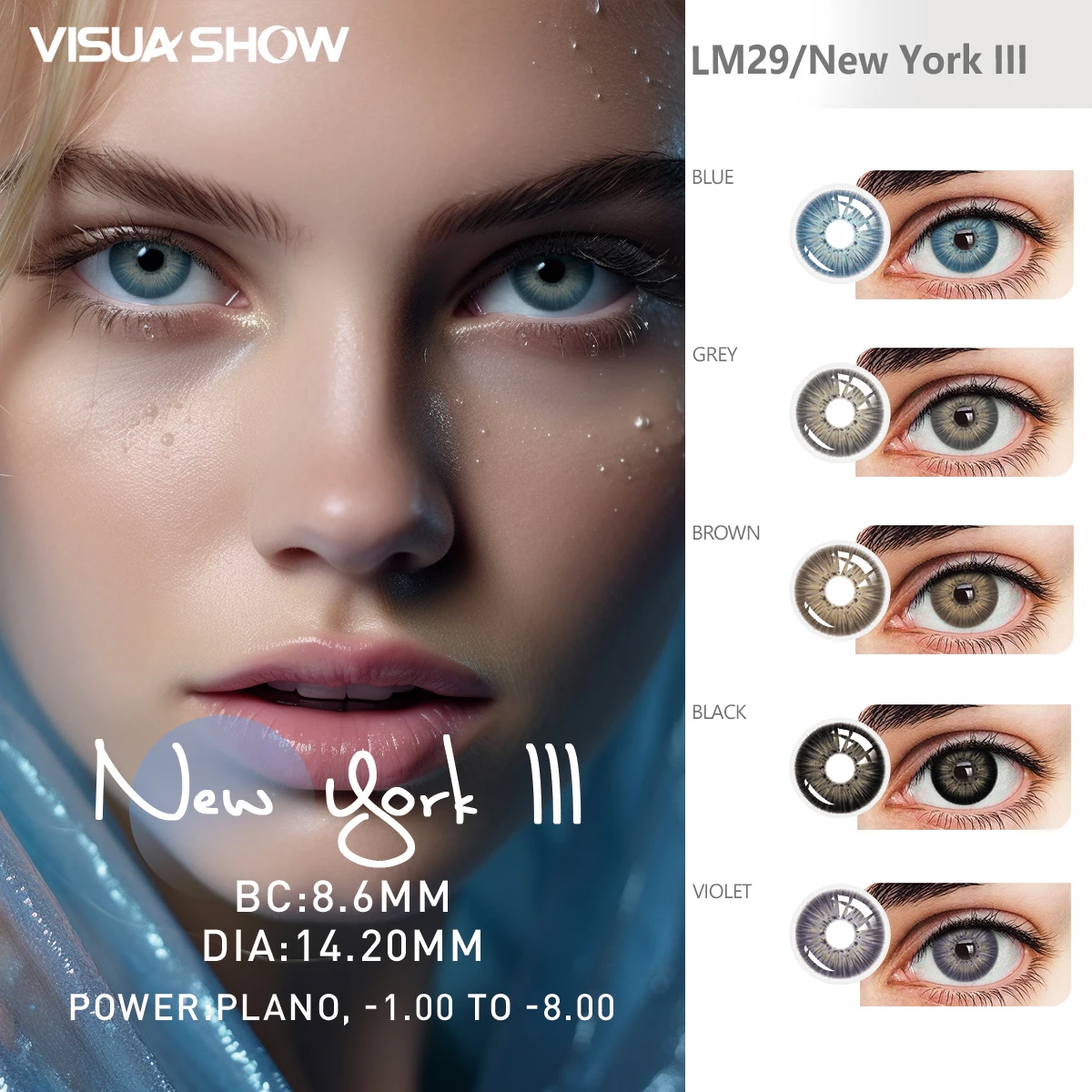 Контактные линзы VISUASHOW, Цветные Разноцветные голубые линзы для близорукости, 2 шт., маленькие ученики, ежегодно, быстрая доставка