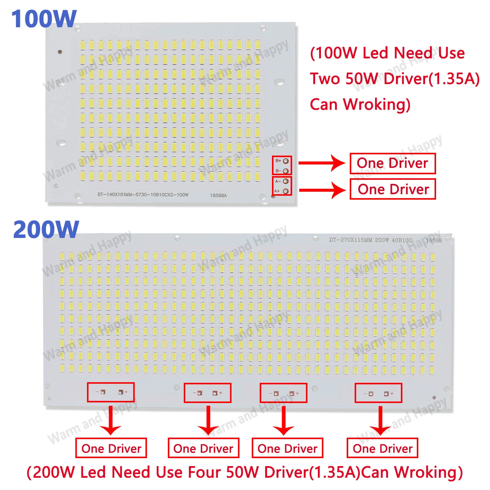 Фото 50 Вт 100 Вт 200 Вт светодиодный чип высокой яркости SMD5730 DC30-32V 6500K светильник плата источника для прожектора, внешнее освещение №5