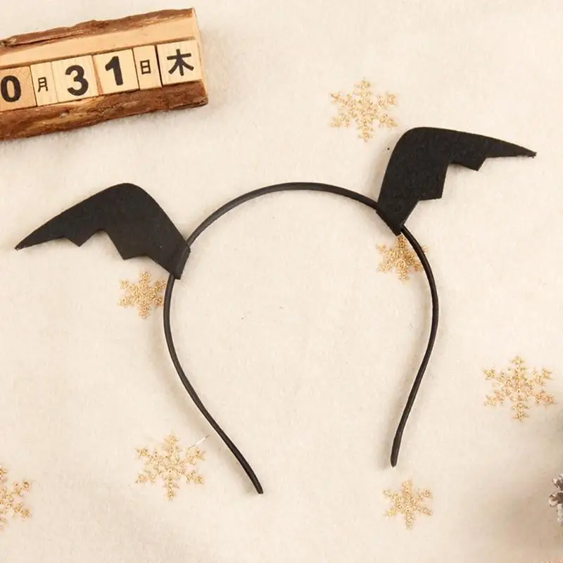 X4yc Halloween Hair Hoop Bat крыло крыла с повязкой на голову для волос с зажимами для волос наболо