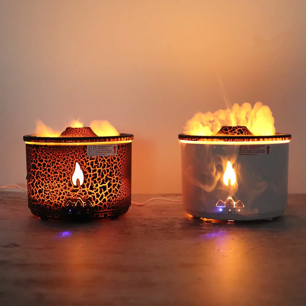 Новый портативный увлажнитель воздуха Volcano Flame, Ароматический диффузор эфирного масла для дома, увлажнители воздуха в виде медузы, ночник, искусственный аромат