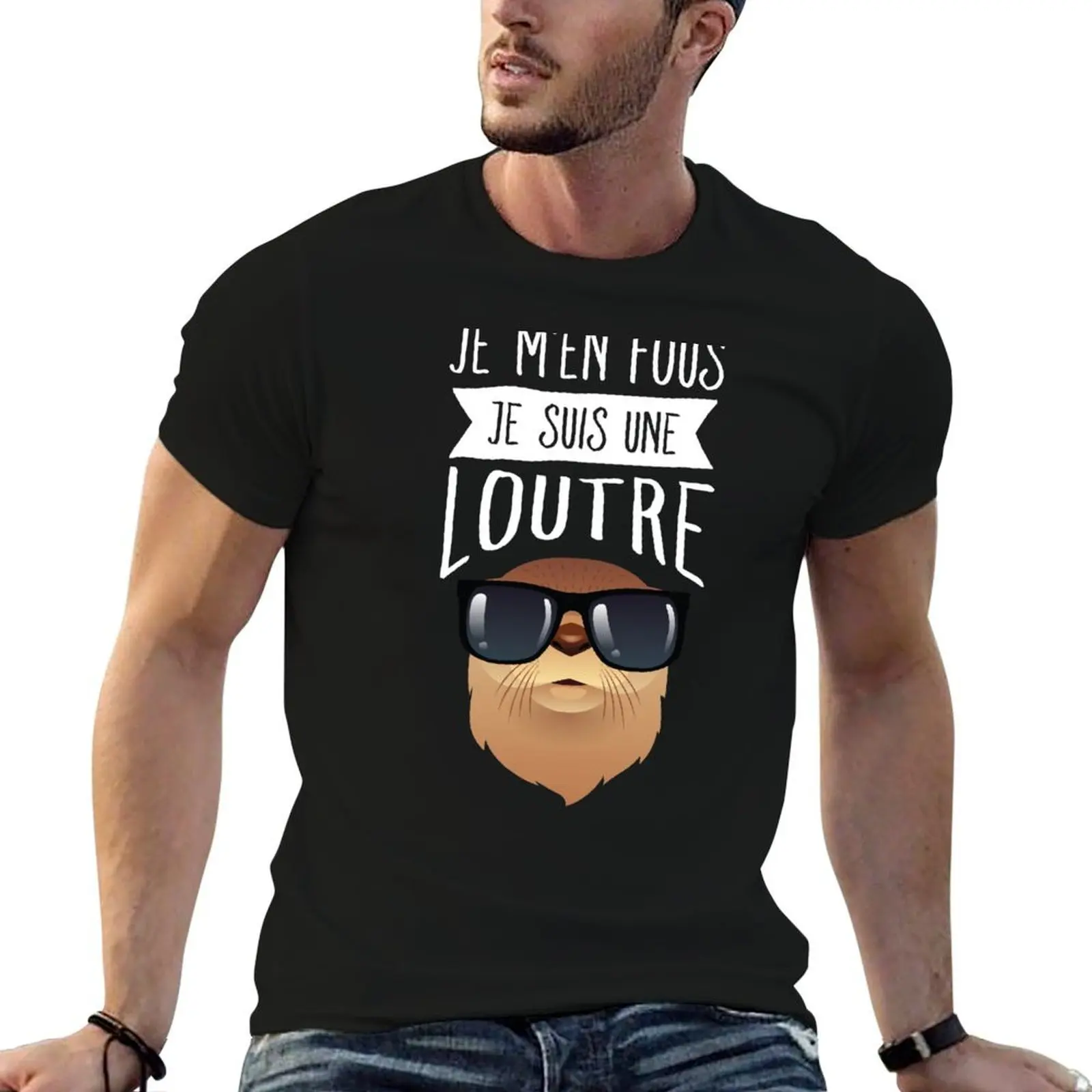 Футболка Je M'en Fous Je Suis Une Loutre, мужская футболка, летние футболки с аниме для мужчин, футболка