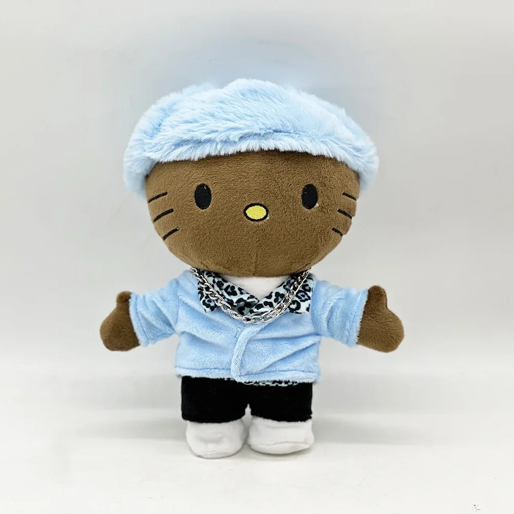Фото Новая плюшевая игрушка Hello Kitty Kanye Cat Travis Scott, плюшевая аниме-игрушка, кукла с наполнителем одежды, мягкий плюшевый детский подарок на день рождения №3