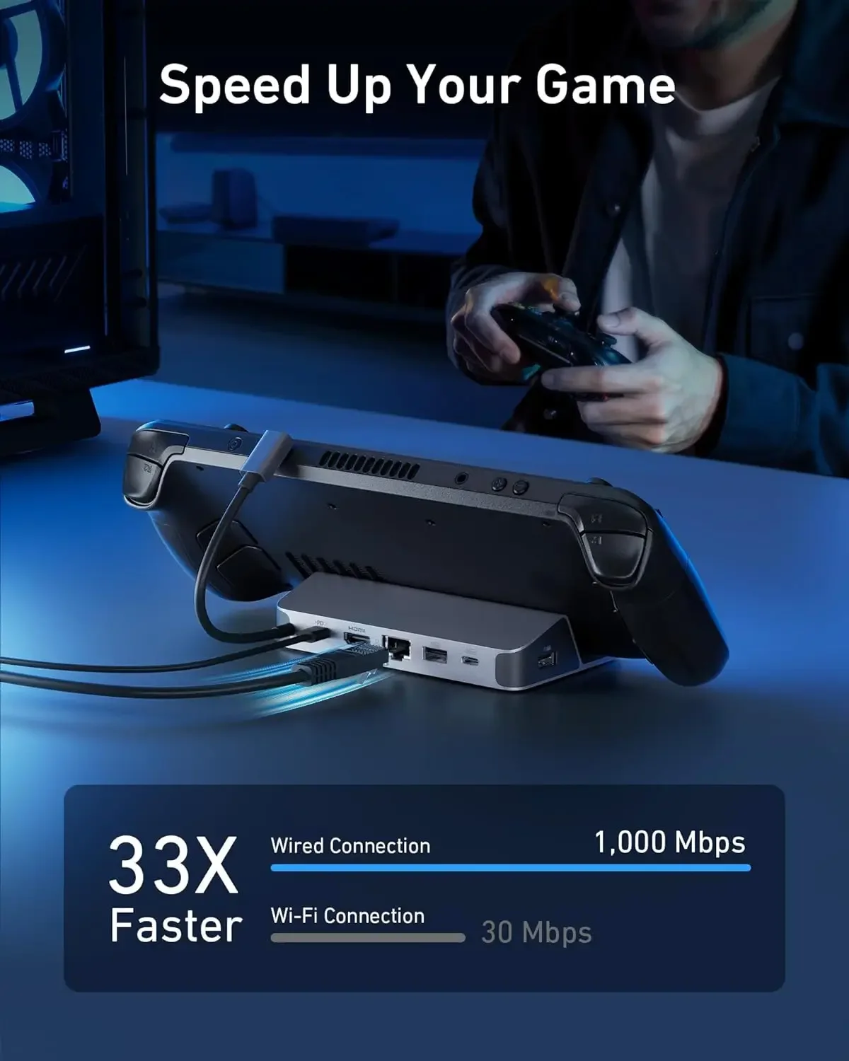 Фото Зарядная станция Anker для Steam Deck/ROG Ally, зарядная док-станция 6-в-1, концентратор USB C с HD-MI, Ethernet, 3 порта USB, быстрая зарядка 100 Вт №4