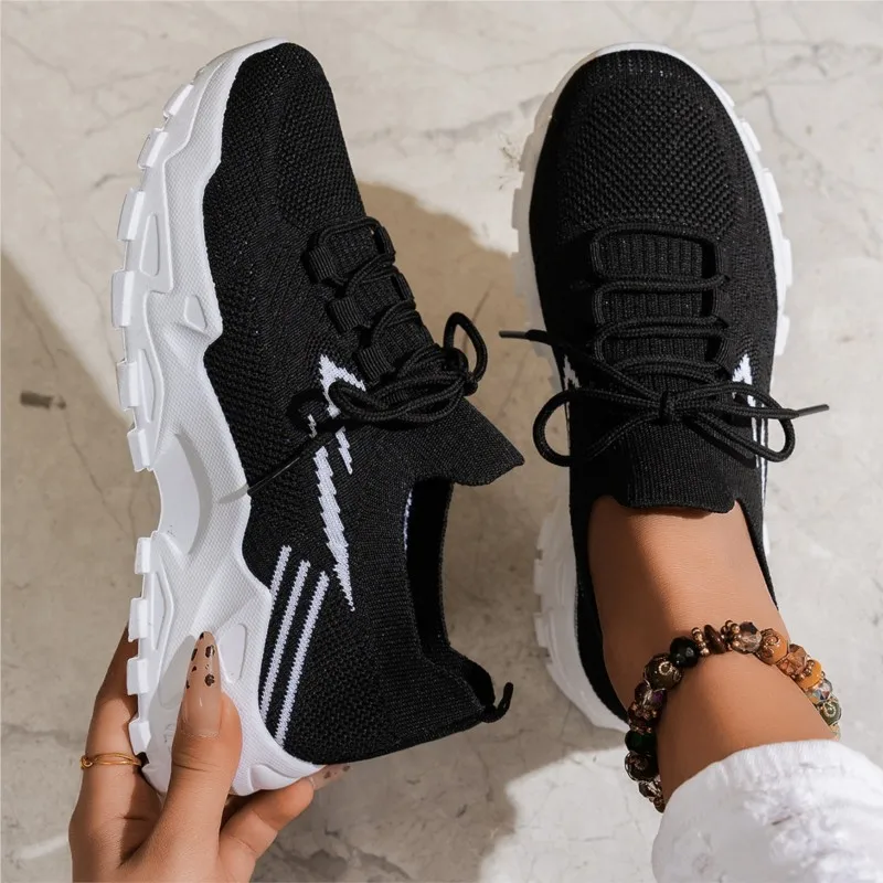Фото Zapatillas Mujer кроссовки женские вязаные модные сетчатые носки на платформе обувь Tenis дышащая спортивная обувь Socofy женские туфли на плоской подошве 1688 №3