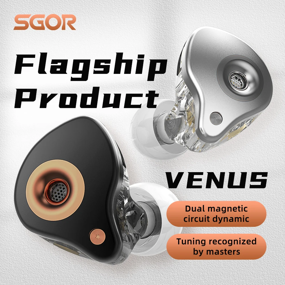 Фото Динамические наушники SGOR VENUS HIFI Super Bass, наушники-вкладыши с монитором, музыкальные наушники, Спортивная гарнитура с шумоподавлением для спор... №2