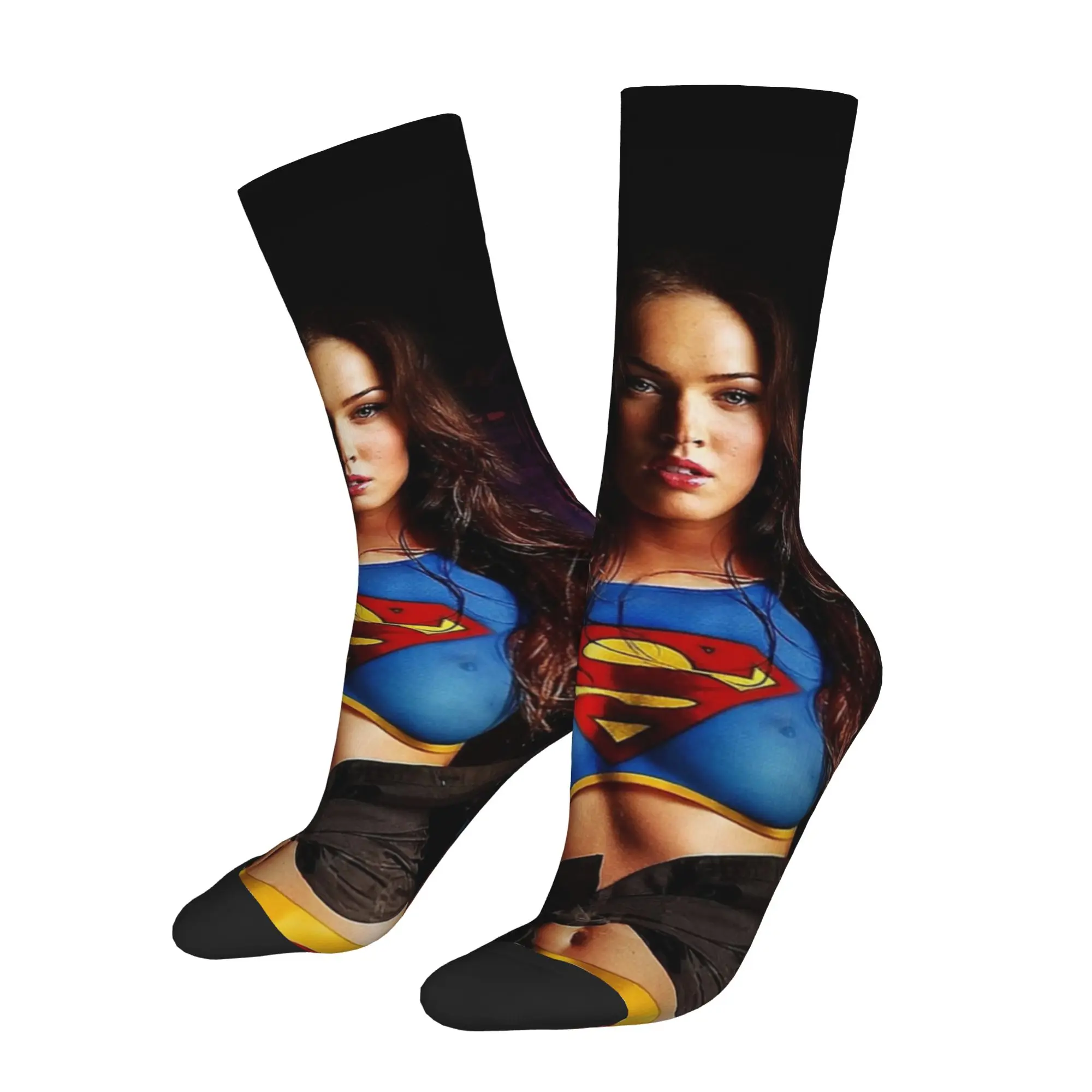 Забавные мужские носки Happy Funny, повседневные носки Megan Fox Super-girls, полиэстеровые спортивные женские носки в стиле аниме, весна-лето-осень-зима