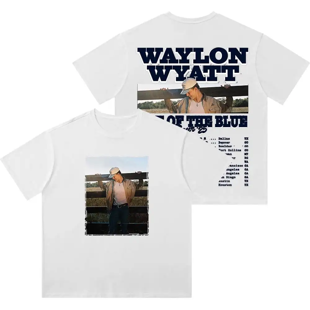 Waylon Wyatt 2025 Out of The Blue Tour унисекс, хлопковая повседневная футболка с круглым вырезом и короткими рукавами