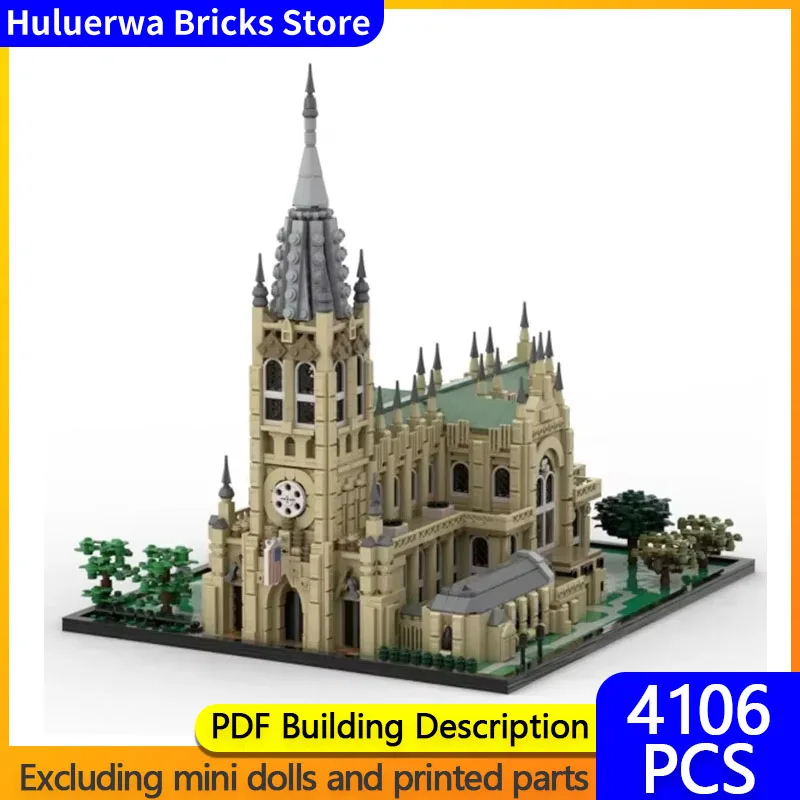 Модель Street View MOC Building Brick Красивая церковь Нью-Йорка Модульная технология Подарок Праздник Сборка Детский игрушечный костюм
