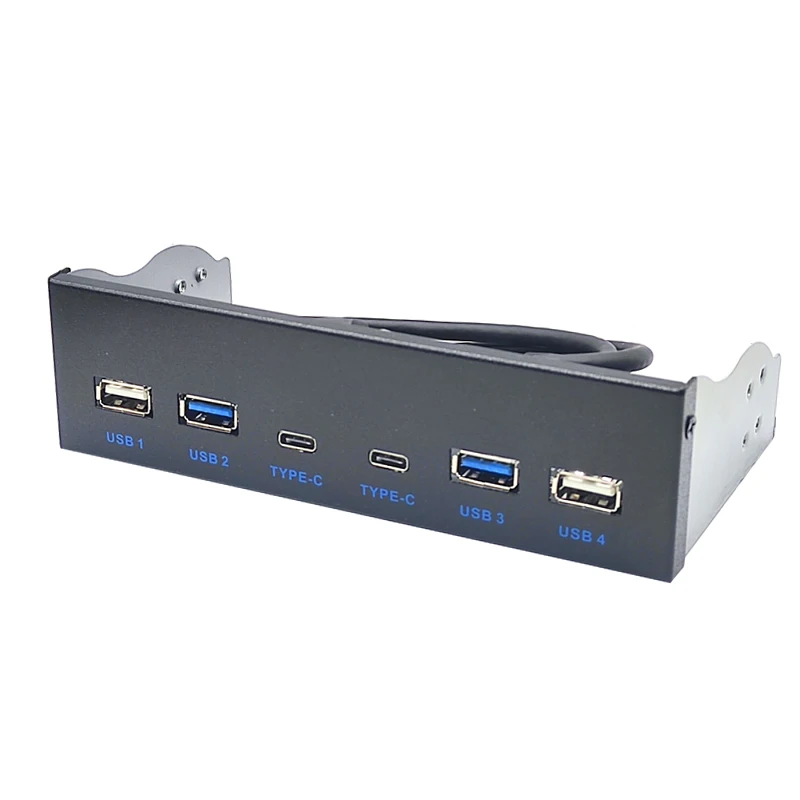 Фото Передняя панель USB 3,0 для настольного компьютера, 5,25 дюйма, USB 3,2/, 19Pin, USB2.0, 9Pin До 2x, USB Type C + 2x, USB3.0 + 2x USB HUB №2