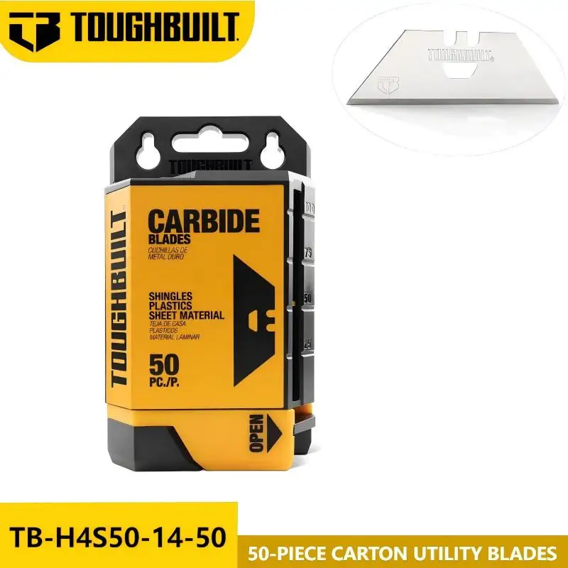 TOUGHBUILT TB-H4S50-14-50 50 шт. Острые трапециевидные режущие лезвия 3/4 дюйма для быстрой оснастки, безопасное лезвие премиум-класса SmartTake