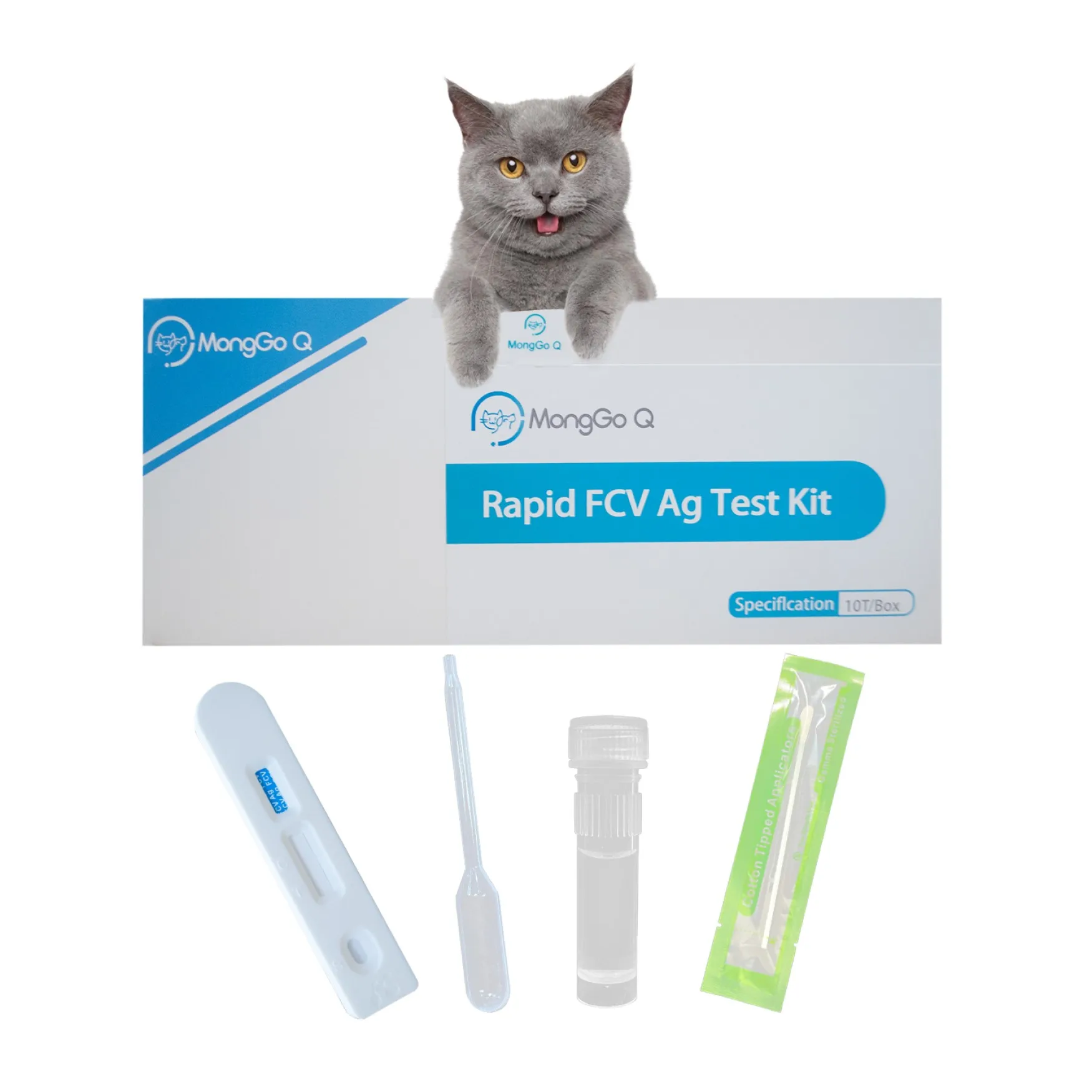 MongGo Q 10-упакованный кошачий калицивирус FCV Ag, FHV Ag, быстрое обнаружение рта и носа, набор для тестирования FHV Ag